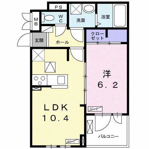 レオン パッソ(1LDK/2階)の間取り写真