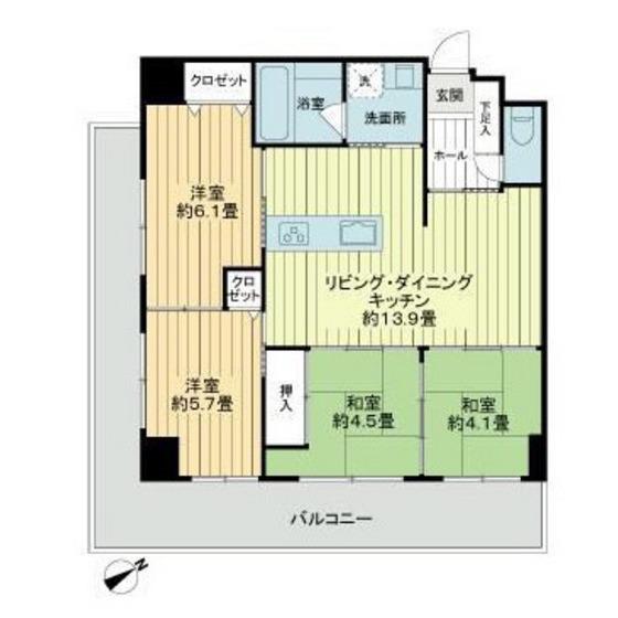 ウイングシャトー那覇リバーガーデン(4LDK/4階)の間取り写真