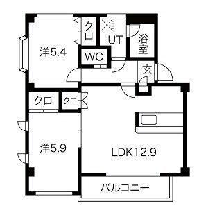 リーベン・ガナール(2LDK/2階)の間取り写真