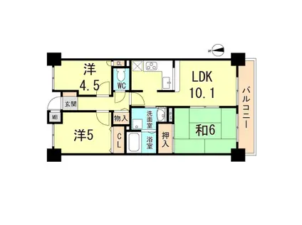 プレステージ明石駅前2(3LDK/6階)の間取り写真