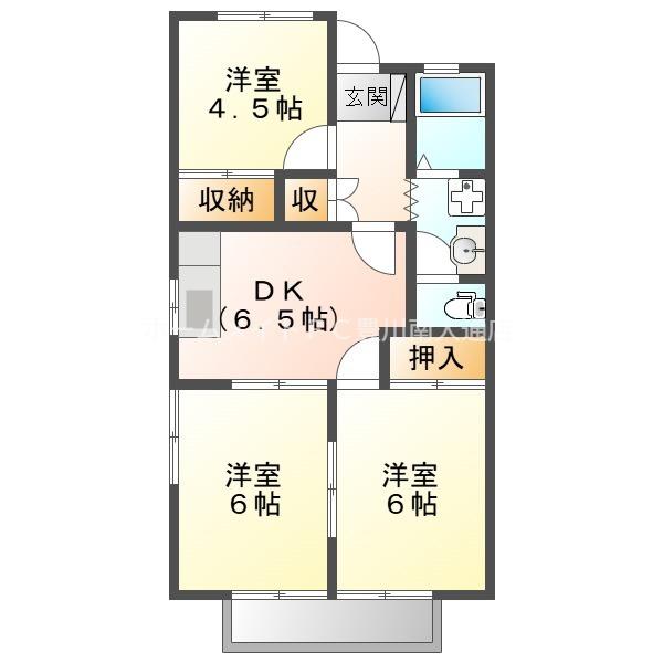 ウイングコート向山 B(3DK/2階)の間取り写真