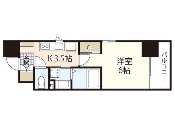 KO RESIDENCE 銀山町(1K/3階)の間取り写真