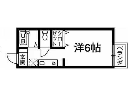 ハイム一里山(ワンルーム/2階)の間取り写真