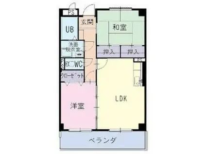 リンピアTAKAIDE B棟(2LDK/2階)の間取り写真