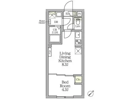 アグライア新宿横寺町(1LDK/3階)の間取り写真