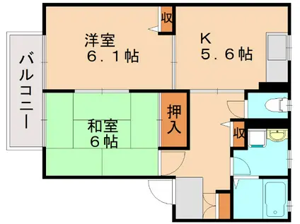 ヴィゲール古賀B(2K/2階)の間取り写真