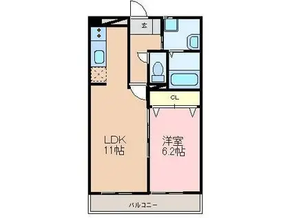 パンダビル(1LDK/10階)の間取り写真