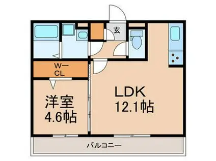 クレアシオン弁天(1LDK/3階)の間取り写真
