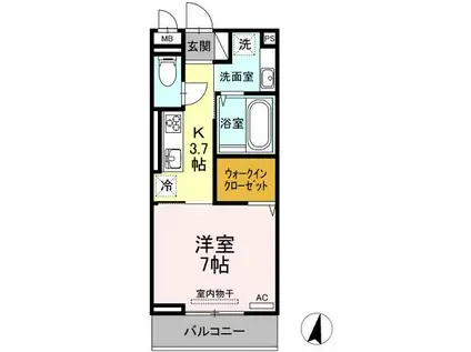 アイリーブ南佐古(1K/1階)の間取り写真