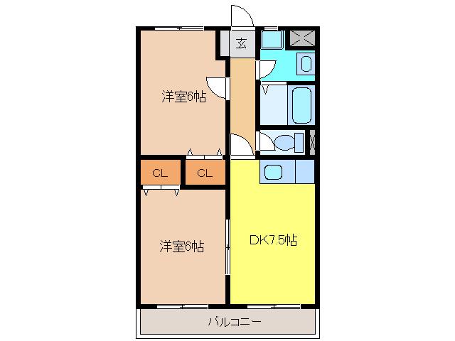 CENTURY21(2DK/3階)の間取り写真