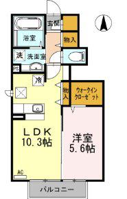 エミネント千早(1LDK/1階)の間取り写真