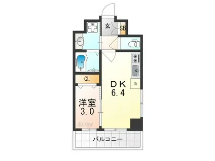 ソルテラス嵯峨嵐山(1DK/2階)の間取り写真