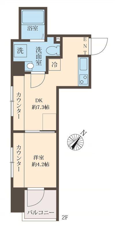 スフィア日本橋富沢町(1DK/2階)の間取り写真