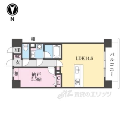 清きよら西大寺・南町(1LDK/2階)の間取り写真