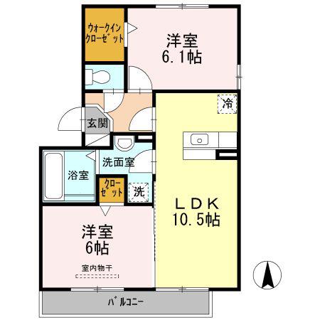 グレースコートI(2LDK/3階)の間取り写真