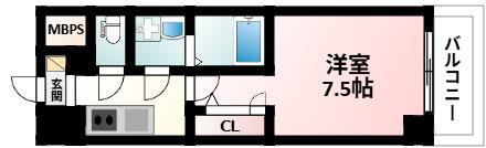 S-RESIDENCE江坂ALEGRIA(1K/8階)の間取り写真
