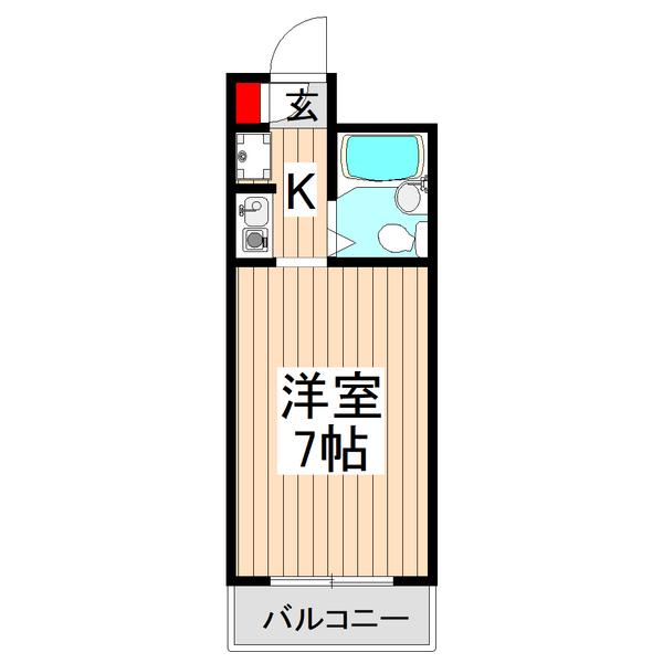 カミヤハイツ(1K/2階)の間取り写真