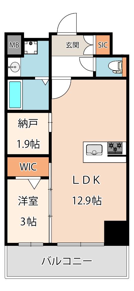 プレサンスNEO九条ディアシス(1SLDK/4階)の間取り写真