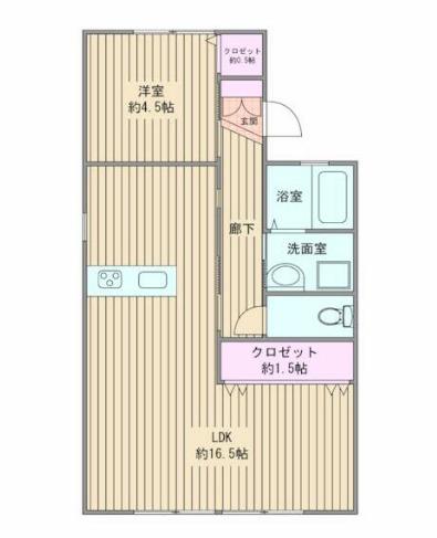タデノハイツ(1LDK/2階)の間取り写真