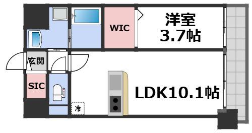 LOUIS RESIDENCE弁天町(1LDK/7階)の間取り写真