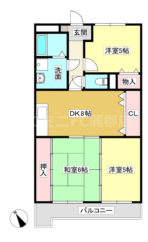 GLANZ GARDEN(3DK/4階)の間取り写真