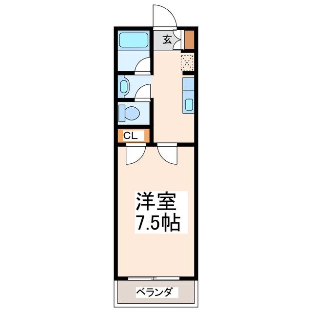 フローラハイツ水前寺(1K/4階)の間取り写真