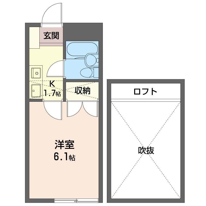 ピアコート(1K/2階)の間取り写真