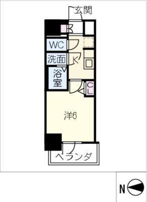 ディアレイシャス名古屋大須通(1K/10階)の間取り写真