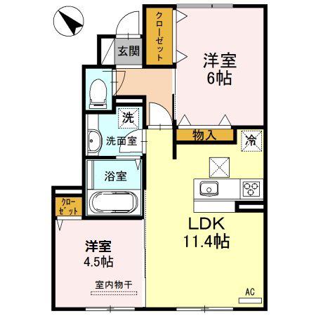 ベルフルール(2LDK/1階)の間取り写真