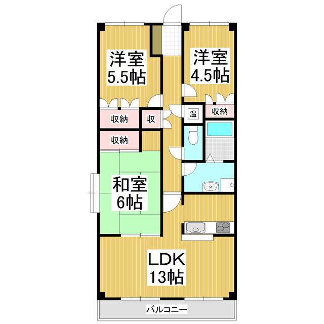 マンション渚(3LDK/4階)の間取り写真