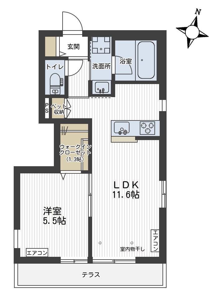 LINO元町(1LDK/1階)の間取り写真