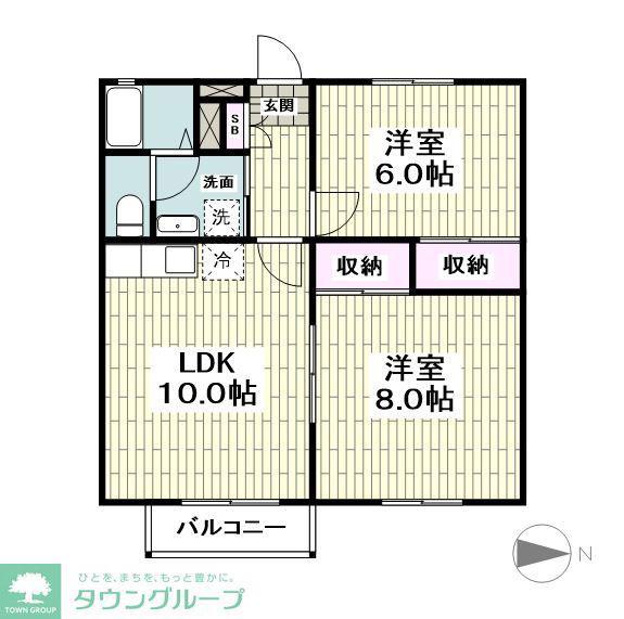 サクラガーデン逗子(2LDK/2階)の間取り写真