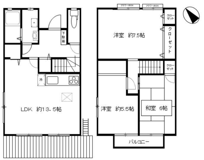 ウイング(3LDK/1階)の間取り写真