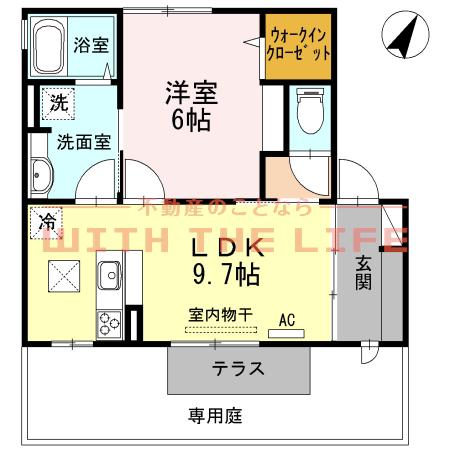 ヴィルヌーブ伍番街(1LDK/1階)の間取り写真