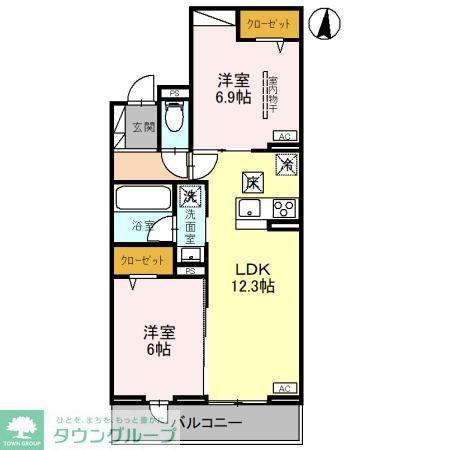 リヴェール・パルコ(2LDK/3階)の間取り写真