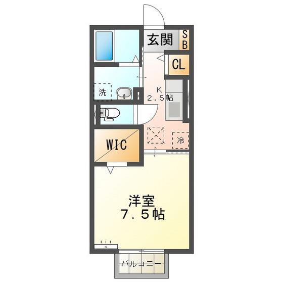 D-CHAMBRE S(1K/1階)の間取り写真