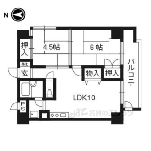 東和ハイツ東館(2LDK/4階)の間取り写真