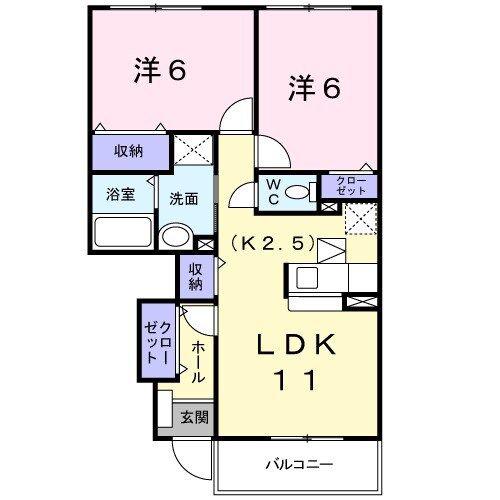 サンライズIII(2LDK/1階)の間取り写真