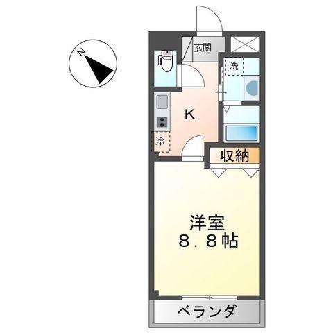 ディアコート(1K/2階)の間取り写真