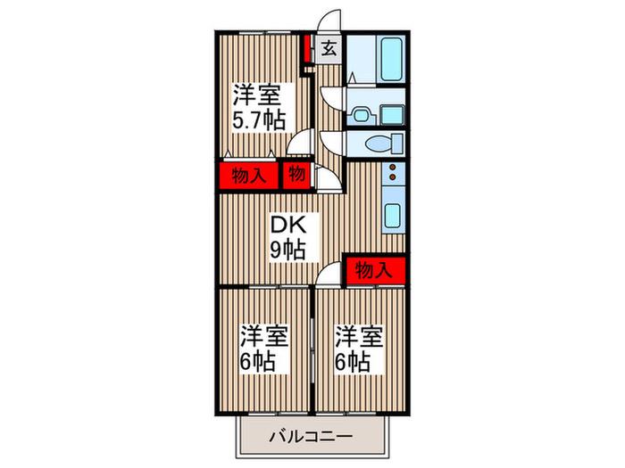 ビラージュ・純(3DK/1階)の間取り写真