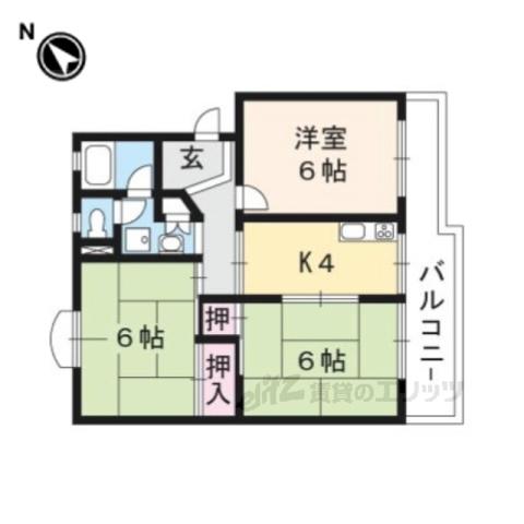 ハイツ堤下(3DK/4階)の間取り写真