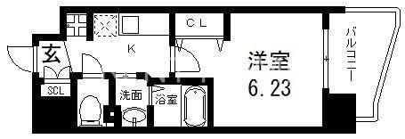 LUXE布施南II(1K/5階)の間取り写真