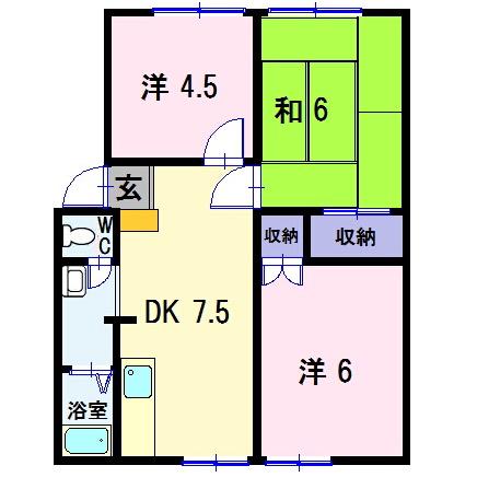 コーポサンライト I(3DK/2階)の間取り写真