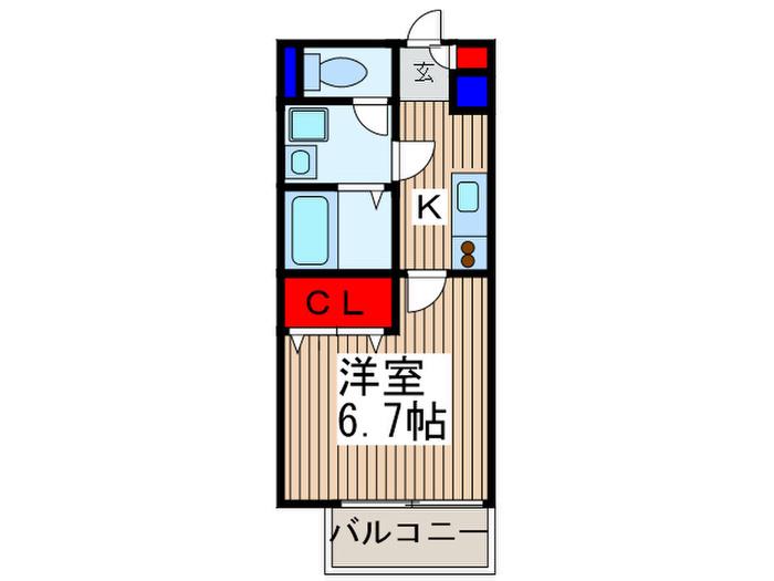 アムール 奏(1K/2階)の間取り写真