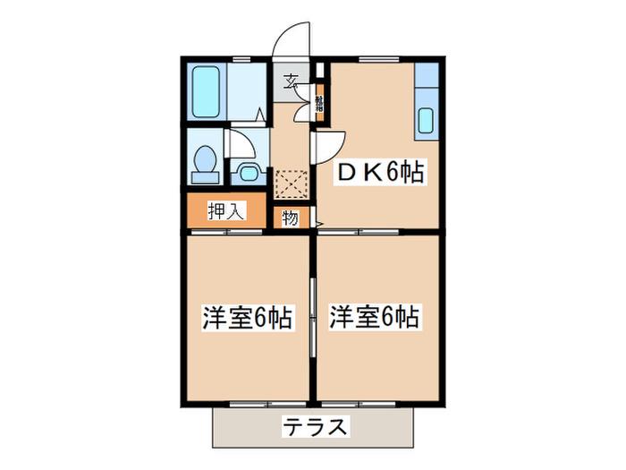 大井コーポラスA(2DK/1階)の間取り写真