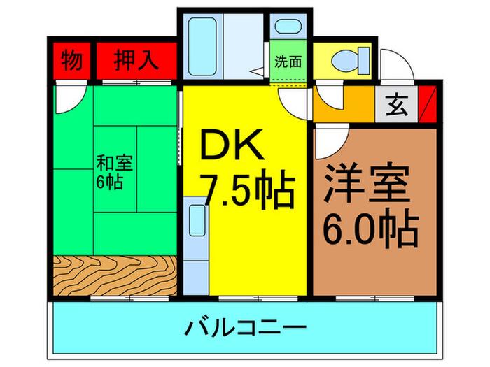 セブンスターマンション(2DK/10階)の間取り写真