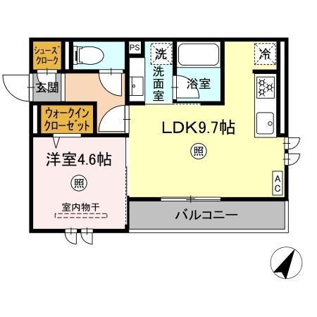 D-ROOMサンライズ A棟(1LDK/2階)の間取り写真