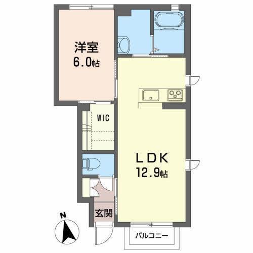 シャーメゾン川元A(1LDK/1階)の間取り写真