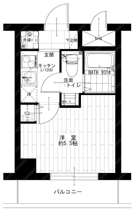 ライオンズマンション平沼第5(1K/9階)の間取り写真