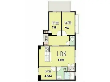 ラ・フォンテ都町(3LDK/2階)の間取り写真